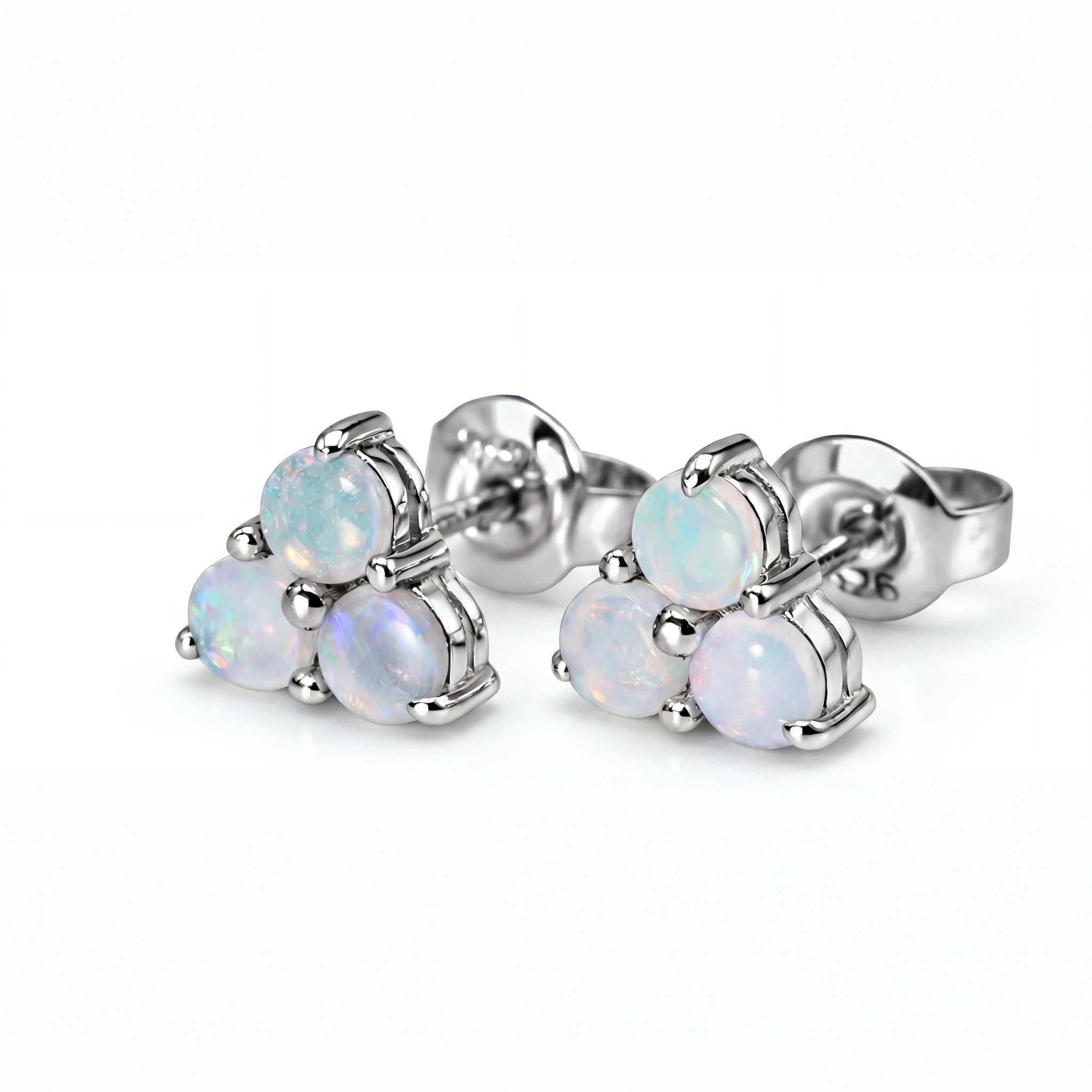 Light Opal Earrings in 925 Sterling Silver - Multicolour - Australian Opal Cutters and Pearl Divers
