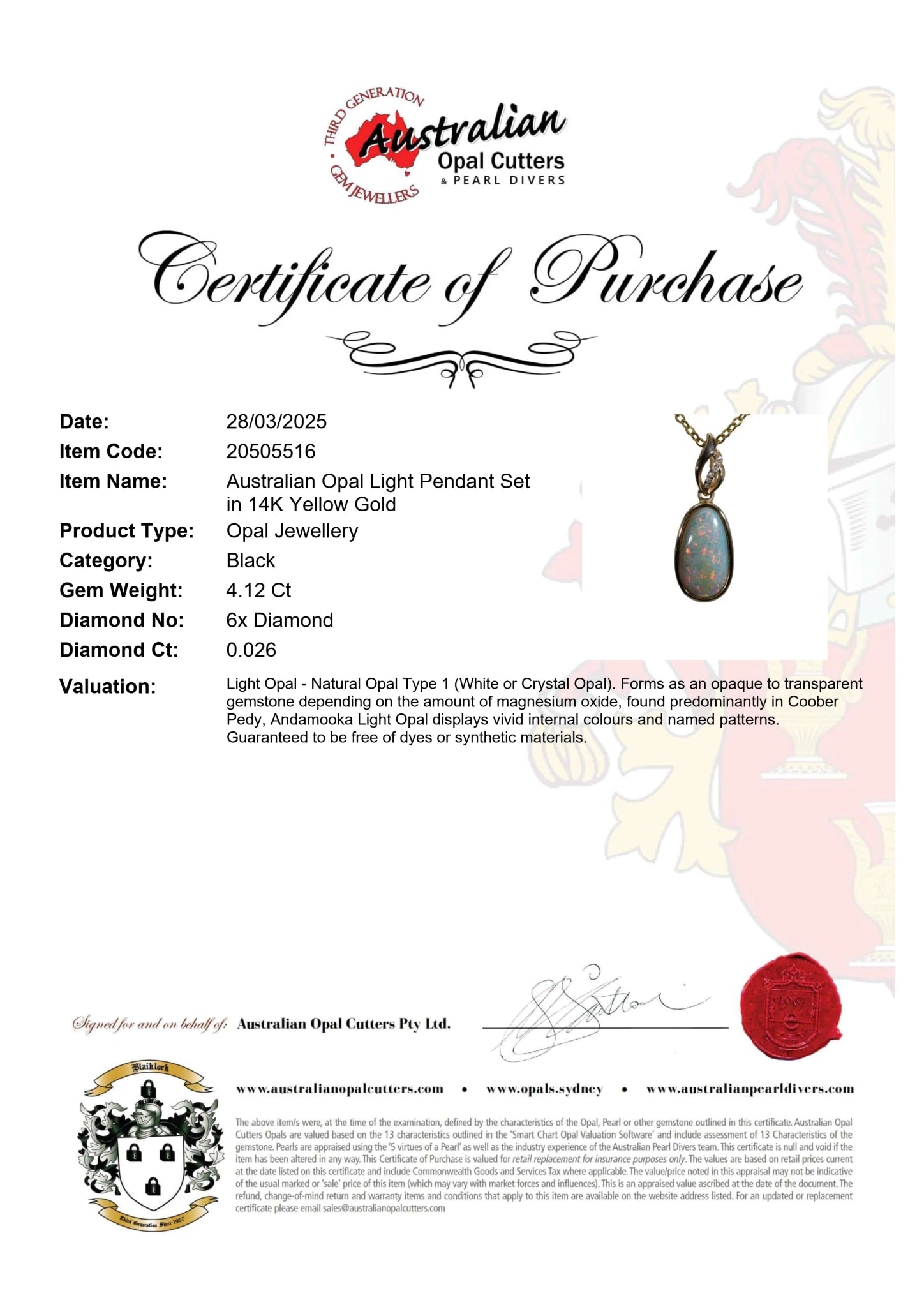 Light Opal Pendant In 14k Yellow Gold - Multicolour - Australian Opal Cutters and Pearl Divers