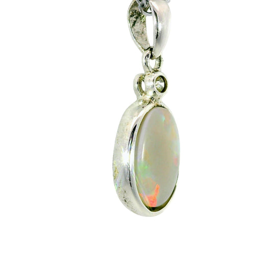 Light Opal Pendant In 925 Sterling Silver - Multicolour - Australian Opal Cutters and Pearl Divers