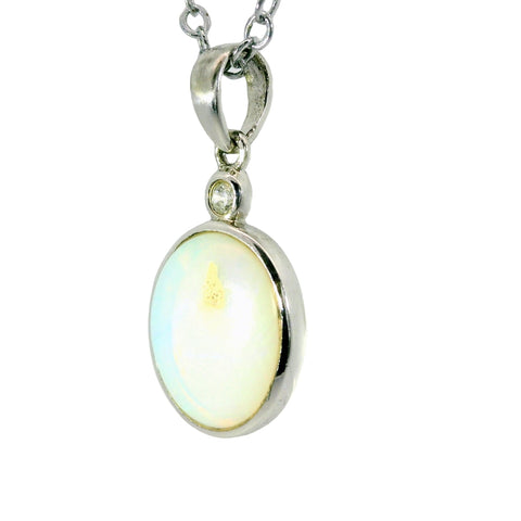 Light Opal Pendant In 925 Sterling Silver - Multicolour - Australian Opal Cutters and Pearl Divers