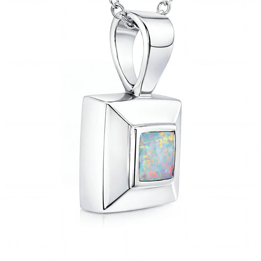 Light Opal Pendant in 925 Sterling Silver - Multicolour - Australian Opal Cutters and Pearl Divers