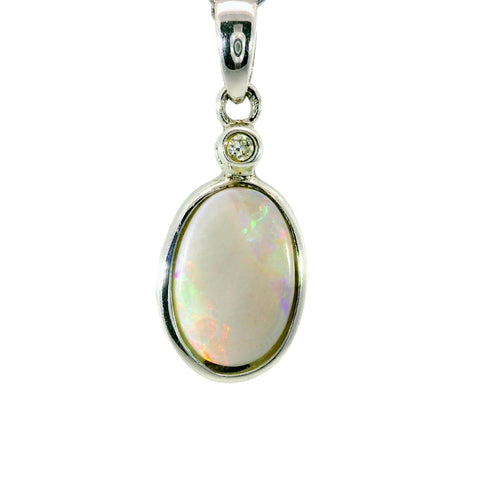 Light Opal Pendant In 925 Sterling Silver - Multicolour - Australian Opal Cutters and Pearl Divers