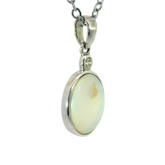 Light Opal Pendant In 925 Sterling Silver - Multicolour - Australian Opal Cutters and Pearl Divers