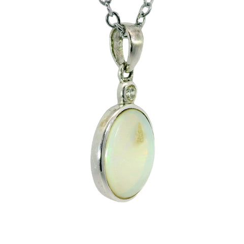 Light Opal Pendant In 925 Sterling Silver - Multicolour - Australian Opal Cutters and Pearl Divers