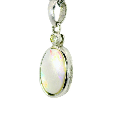 Light Opal Pendant In 925 Sterling Silver - Multicolour - Australian Opal Cutters and Pearl Divers