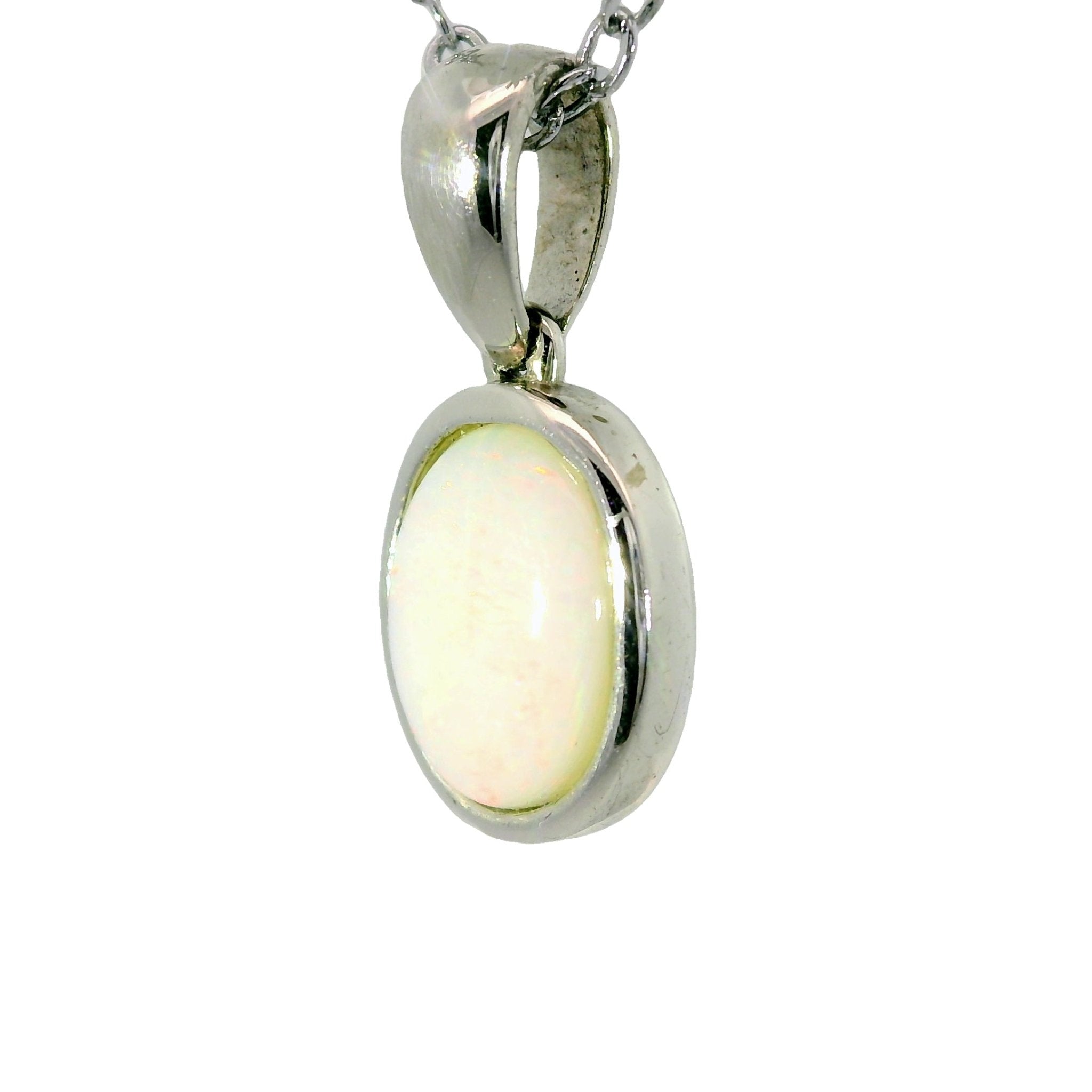Light Opal Pendant In 925 Sterling Silver - Multicolour - Australian Opal Cutters and Pearl Divers