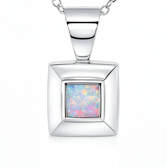 Light Opal Pendant in 925 Sterling Silver - Multicolour - Australian Opal Cutters and Pearl Divers