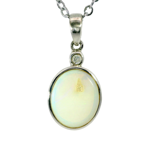 Light Opal Pendant In 925 Sterling Silver - Multicolour - Australian Opal Cutters and Pearl Divers