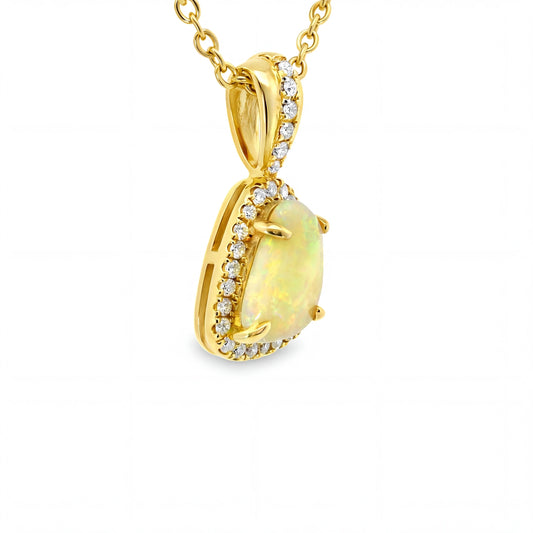Light Opal Pendant in 9K Yellow Gold - Multicolour - Australian Opal Cutters and Pearl Divers