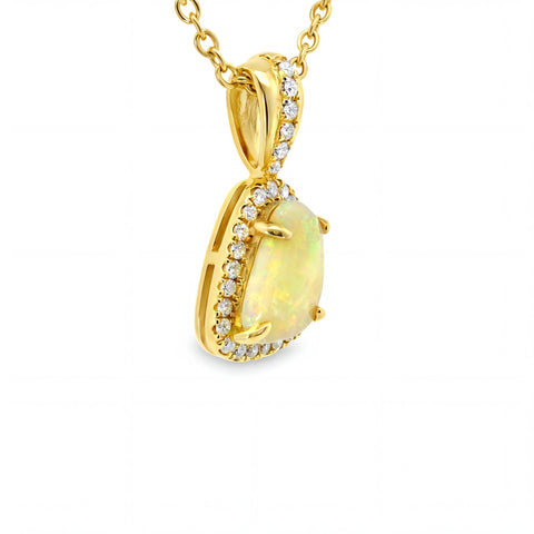 Light Opal Pendant in 9K Yellow Gold - Multicolour - Australian Opal Cutters and Pearl Divers