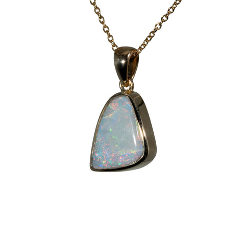 Light Opal Pendant in 9K Yellow Gold - Multicolour - Australian Opal Cutters and Pearl Divers