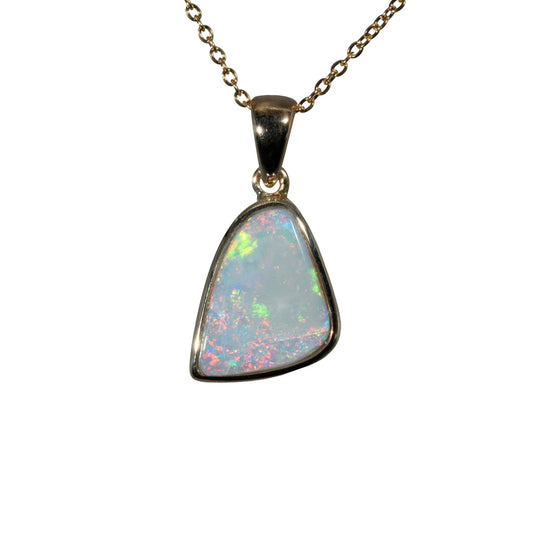 Light Opal Pendant in 9K Yellow Gold - Multicolour - Australian Opal Cutters and Pearl Divers