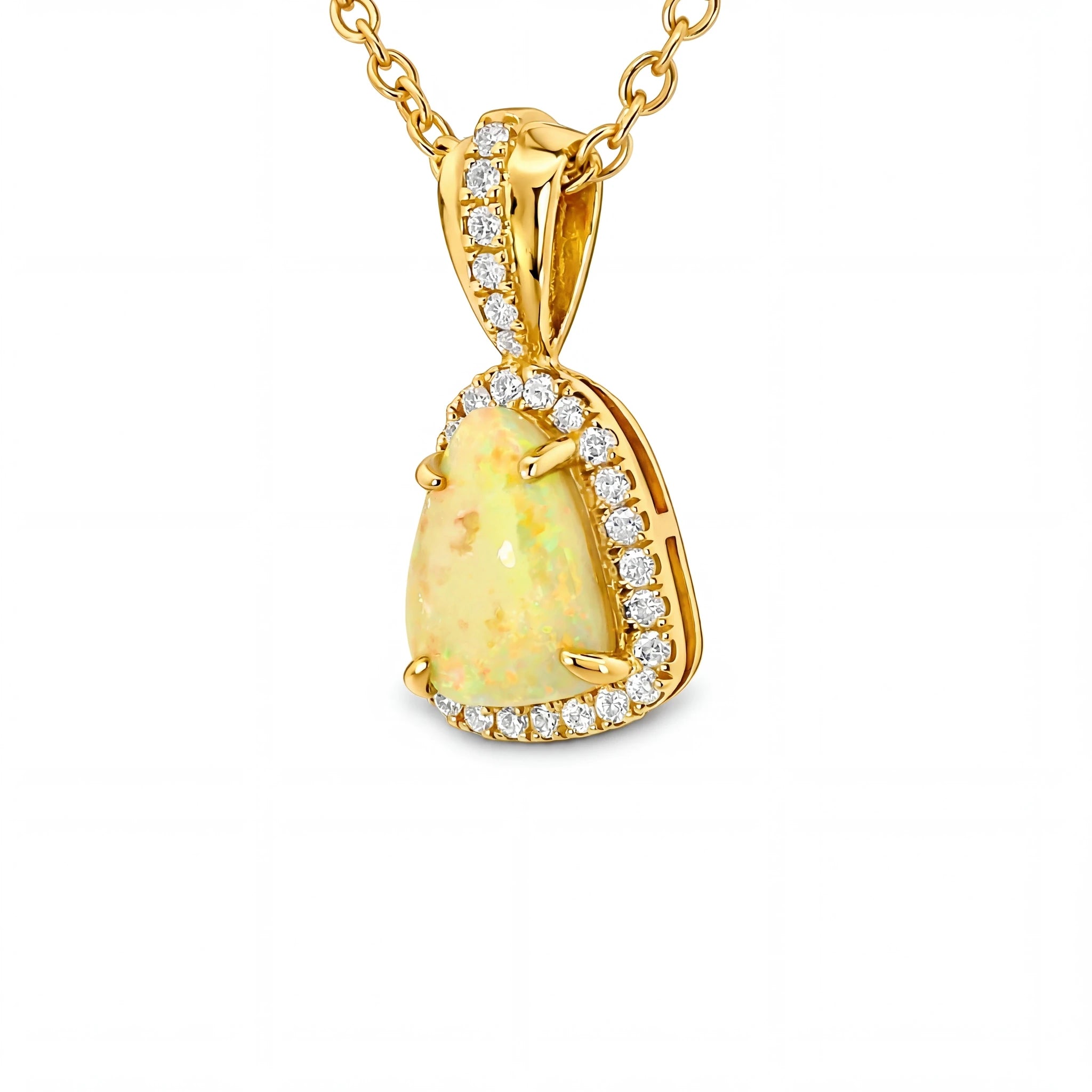 Light Opal Pendant in 9K Yellow Gold - Multicolour - Australian Opal Cutters and Pearl Divers