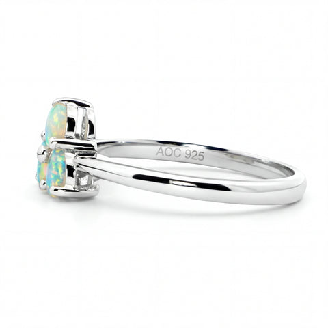 Light Opal Ring in 925 Sterling Silver - Multicolour - Australian Opal Cutters and Pearl Divers
