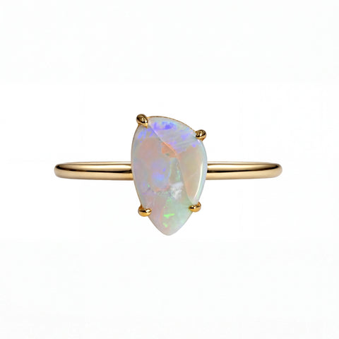 Light Opal Ring In 9k Yellow Gold - Multicolour - Australian Opal Cutters and Pearl Divers