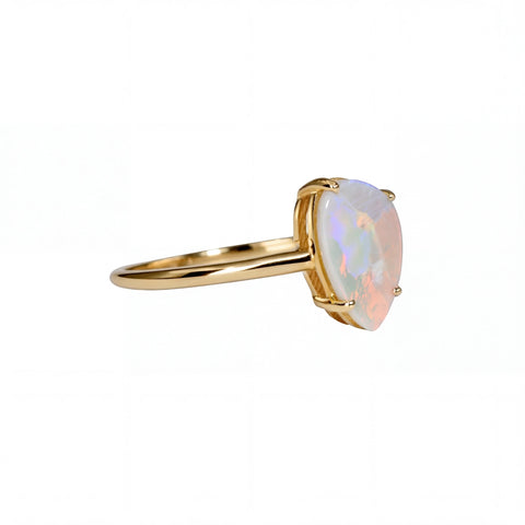Light Opal Ring In 9k Yellow Gold - Multicolour - Australian Opal Cutters and Pearl Divers