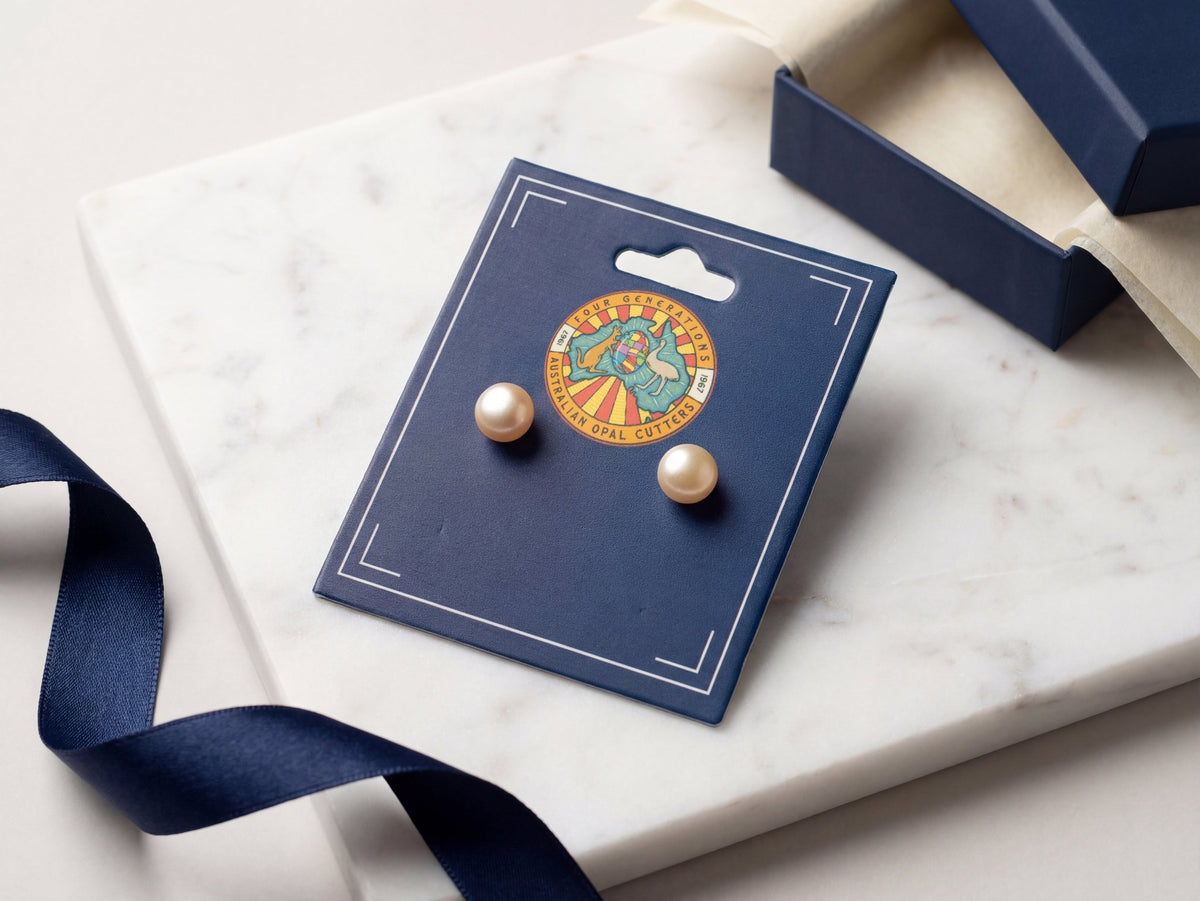 Light Pearl Earrings - Australian Opal Cutters and Pearl Divers