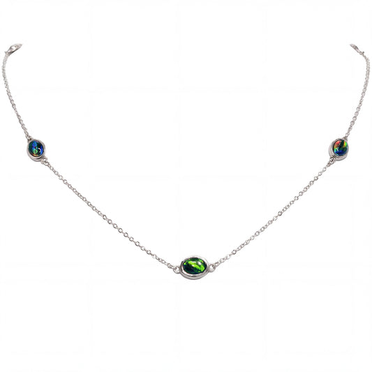 Multicolour Opal Necklace & Bracelet Set - Australian Opal Cutters and Pearl Divers