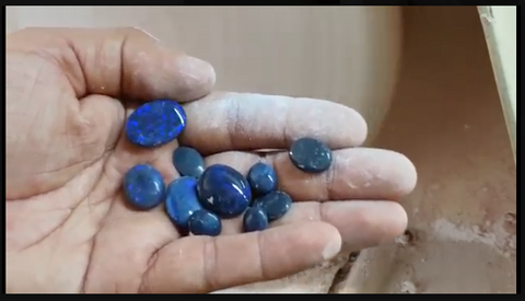 Finished blue opals from the Opal Cutting Experience