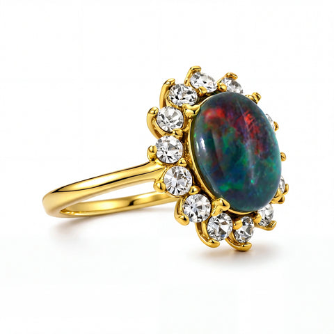 Opal Ring & Earrings Set - Australian Opal Cutters and Pearl Divers