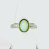 Light Opal Ring in 925 Stainless Steel - Green-Blue