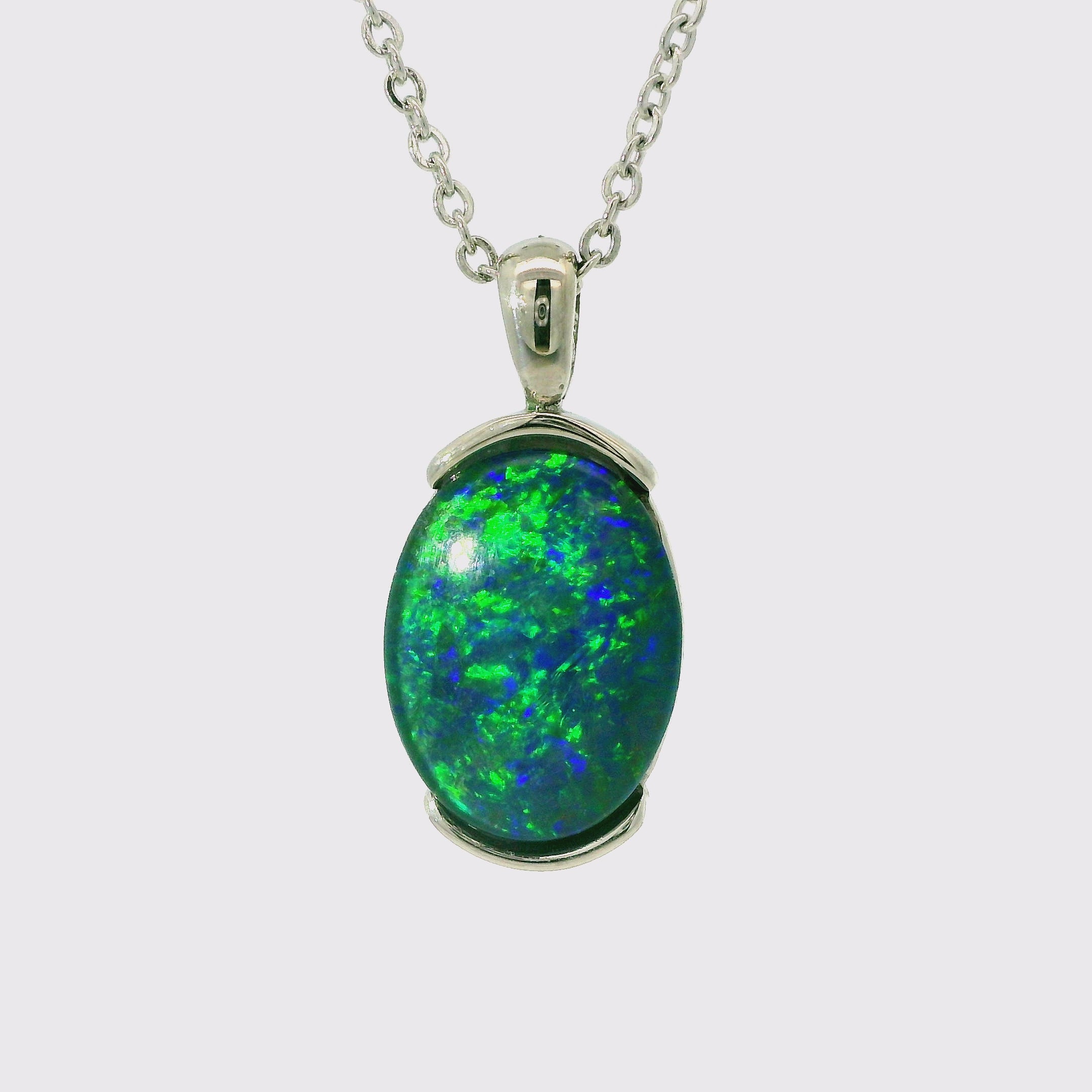 Triplet Opal Pendant in Stainless Steel