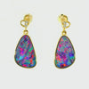 Doublet Opal Earrings in 14K Yellow Gold (Multicolour)
