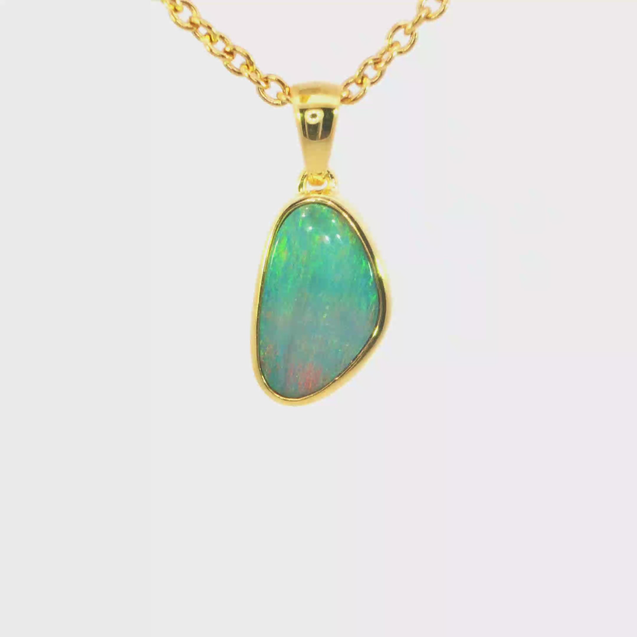 Australian Doublet Opal Pendant in Gold Plated Sterling Silver - Multicolour