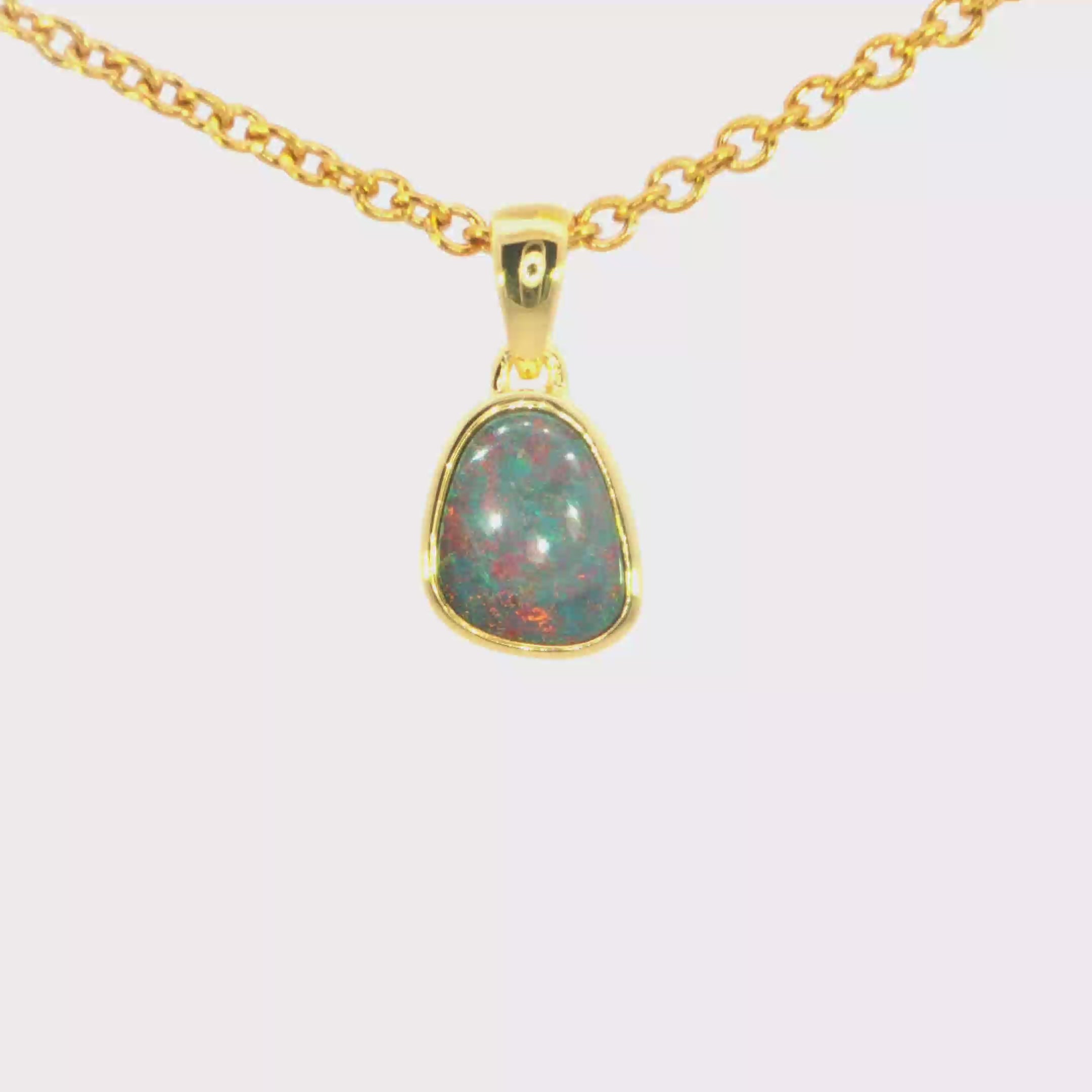 Australian Doublet Opal Pendant in Gold Plated Sterling Silver - Multicolour