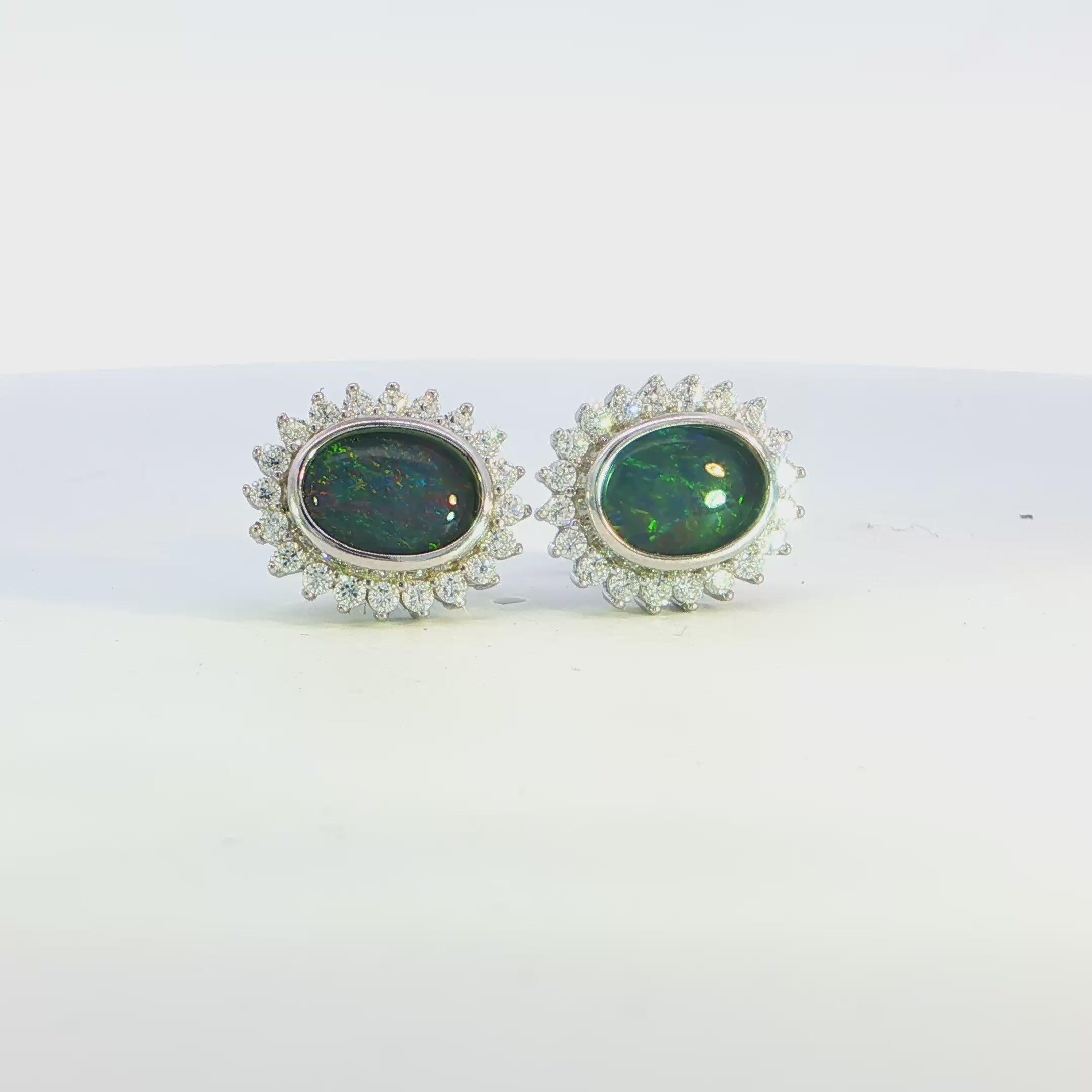 Triplet Opal Earrings in 925 Sterling Silver - Multicolour