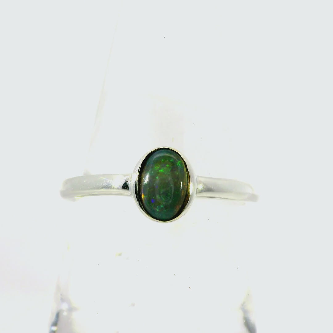 Dark Opal Ring in 925 Sterling Silver - Multicolour