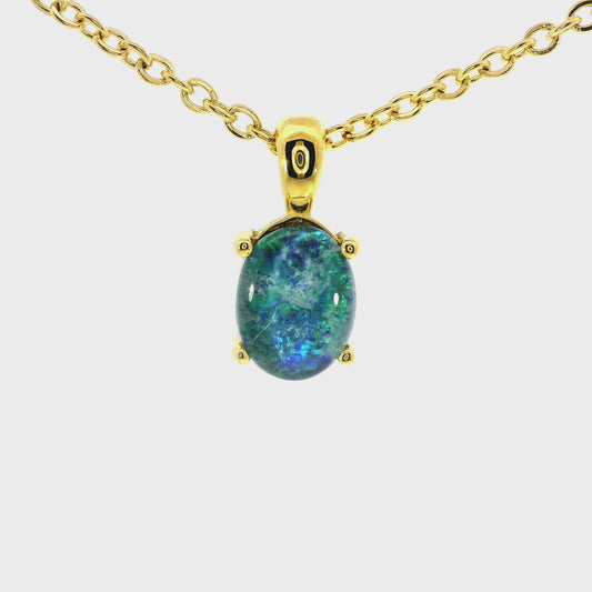 Triplet Opal Pendant set in Stainless Steel Gold Plated