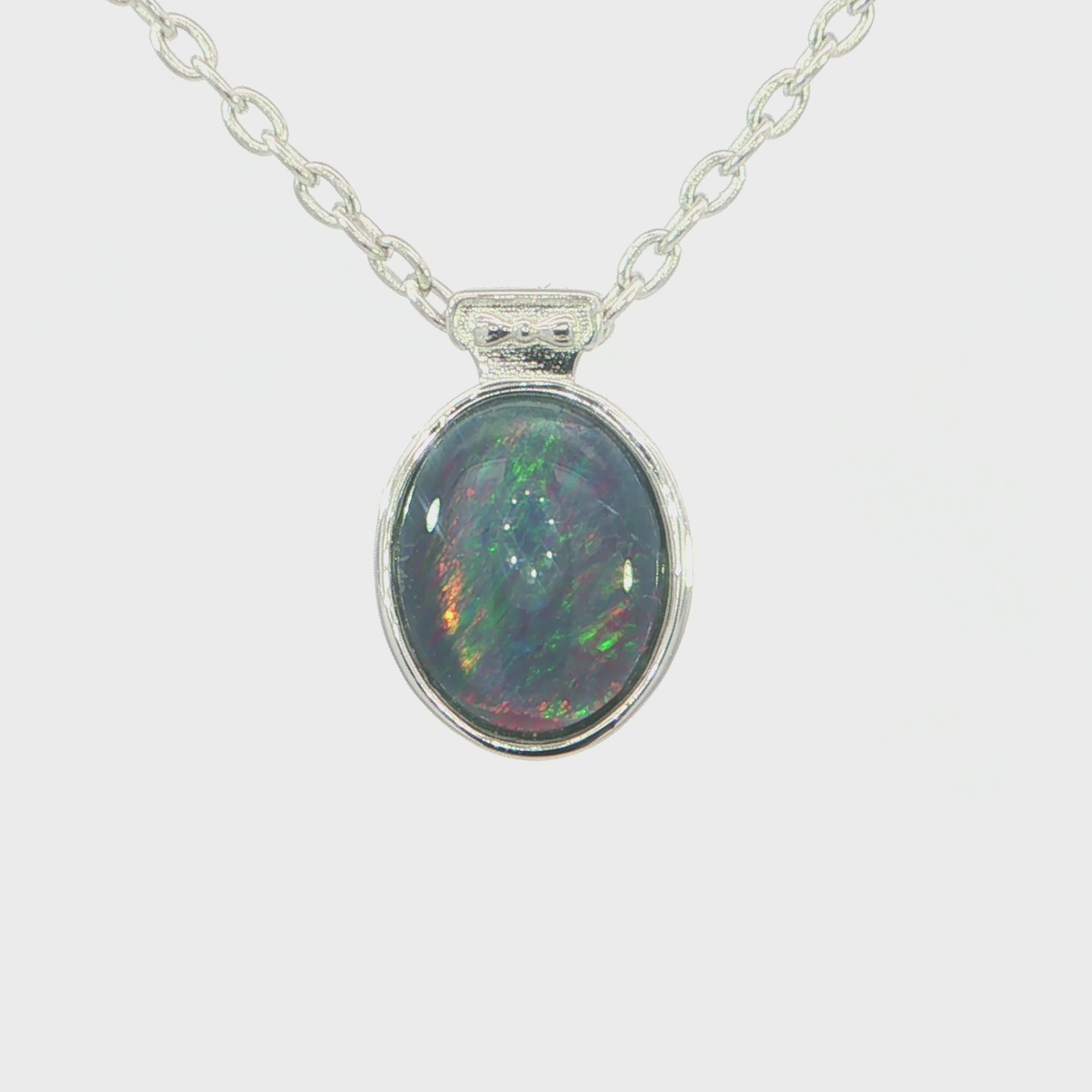 Triplet Opal Pendant set in 925 Sterling Silver - Multicolour