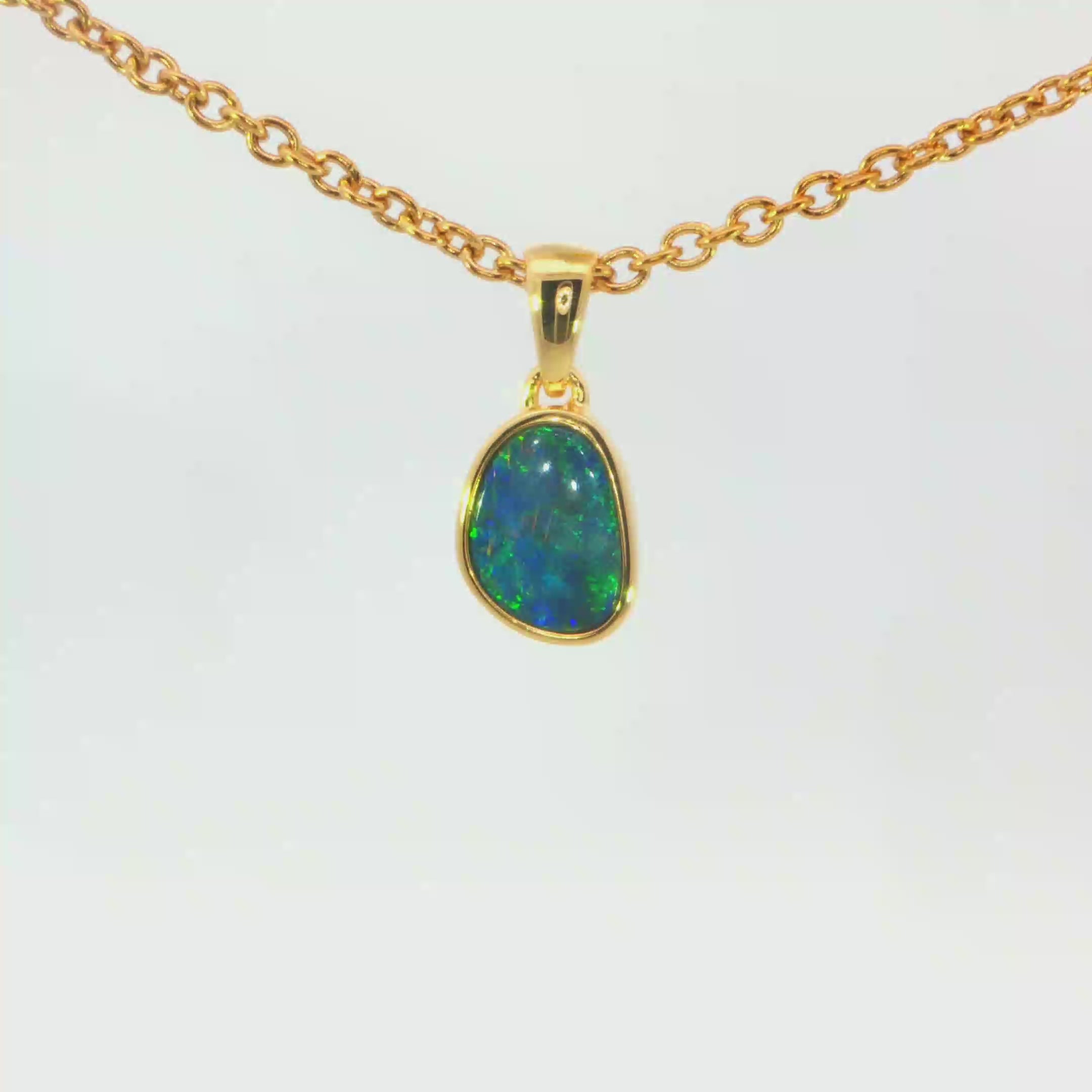 Australian Doublet Opal Pendant in Gold Plated Sterling Silver - Multicolour