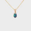 Australian Triplet Opal Pendant set in 9K Rose Gold - Green-Blue