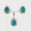 Doublet Opal Pendant and Earrings Combo Set in 925 Sterling Silver - Green and Blue