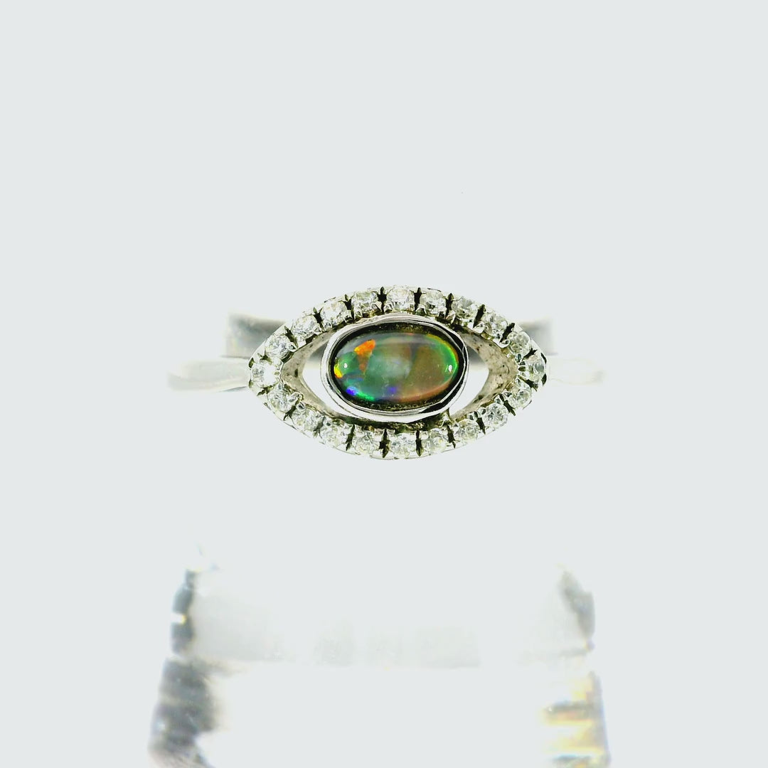 Black Opal Ring In 925 Sterling Silver - Multicolour