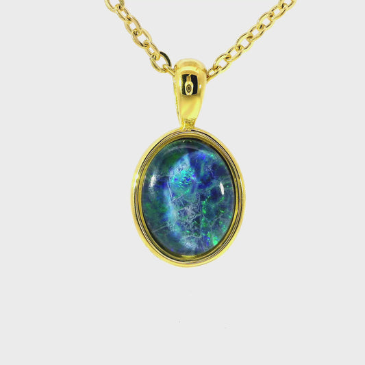 Triplet Opal Pendant set in Stainless Steel Gold Plated