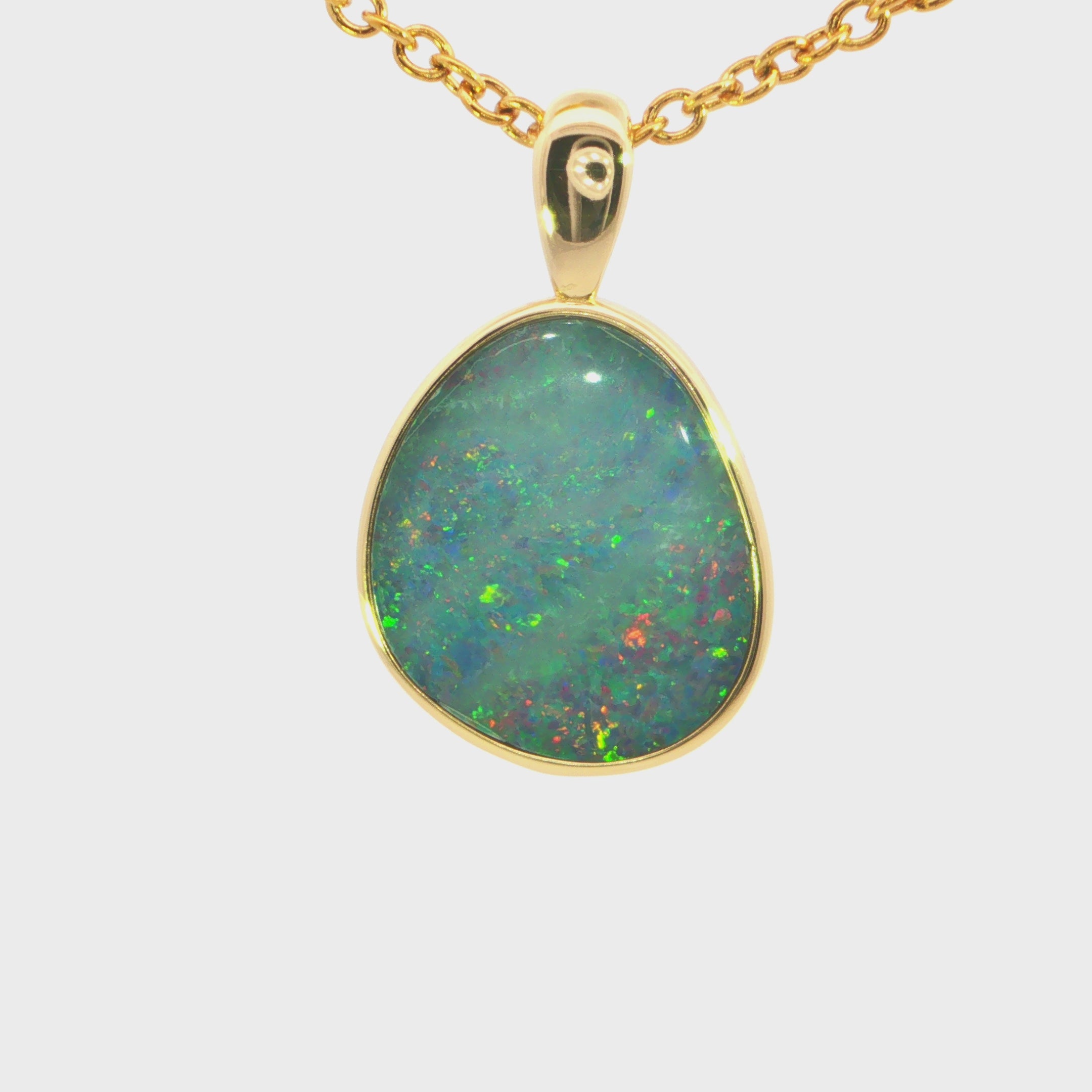 Australian Doublet Opal Pendant set in Gold Plated Sterling Silver - Multicolour