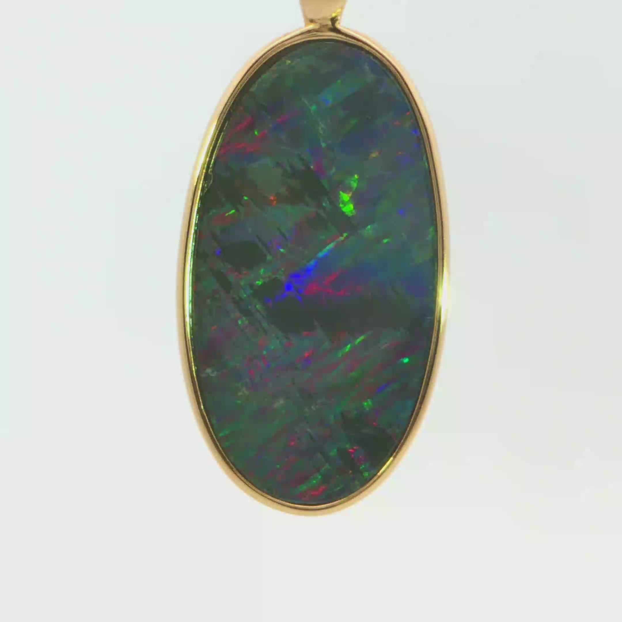Australian Doublet Opal Pendant in Gold Plated Sterling Silver - Multicolour
