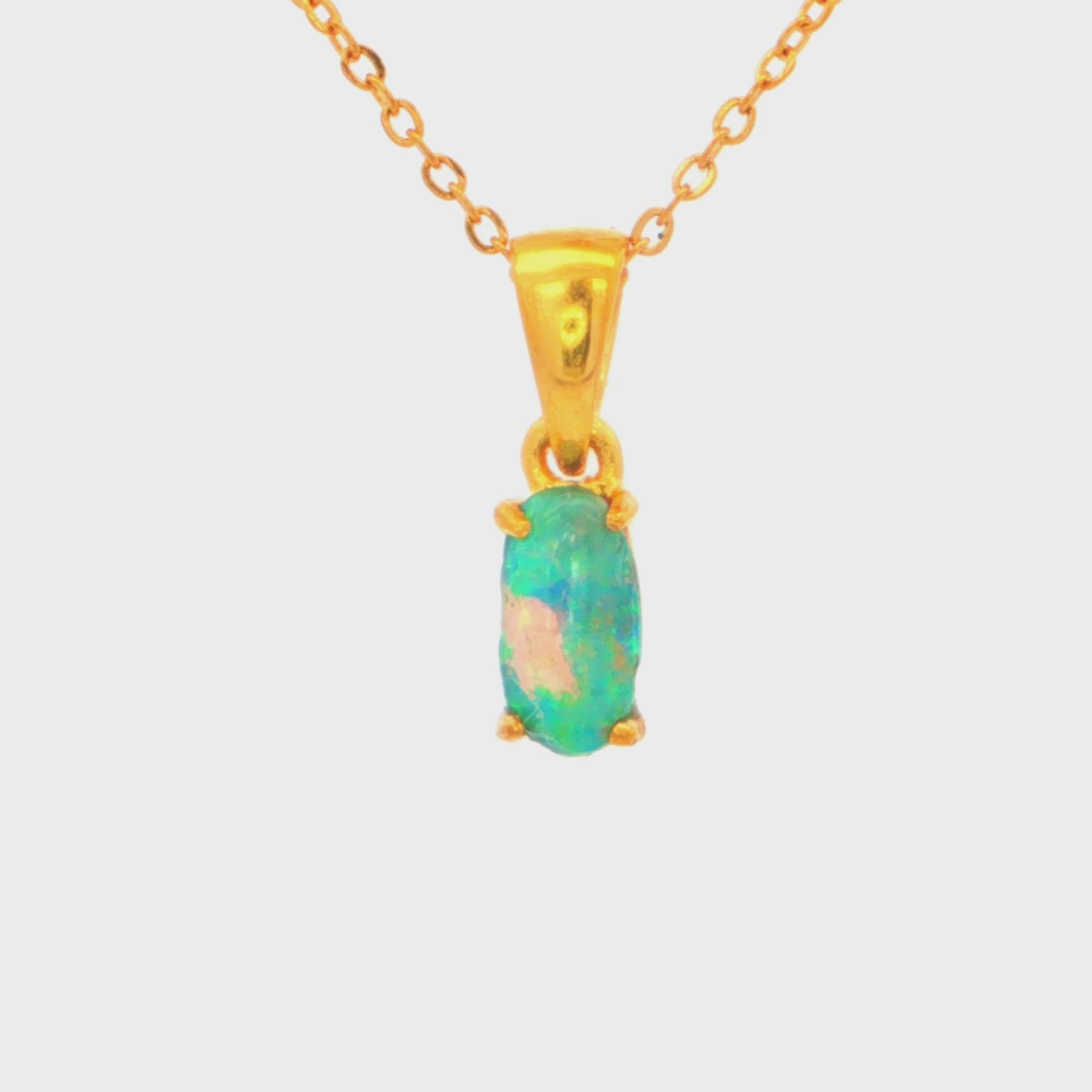 Boulder Opal Pendant set in Gold Plated Sterling Silver