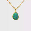 Australian Doublet Opal Pendant in Gold Plated Sterling Silver - Green-Blue