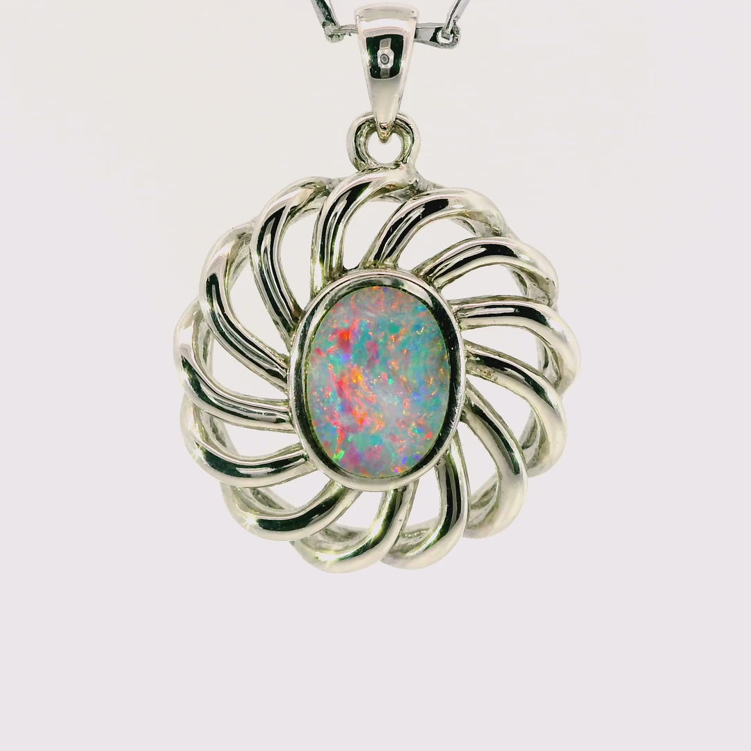 Doublet Opal Pendant in 925 Sterling Silver - Multicolour