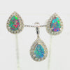 Doublet Opal Pendant and Earrings Combo Set in 925 Sterling Silver - Multicolour
