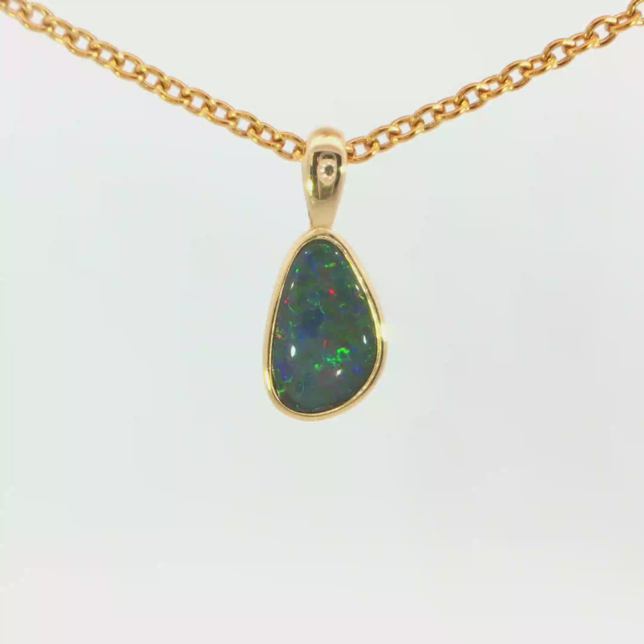 Australian Doublet Opal Pendant in Gold Plated Sterling Silver - Multicolour