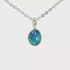 Australian Doublet Opal Pendant set in 925 Sterling Silver - Blue-Green