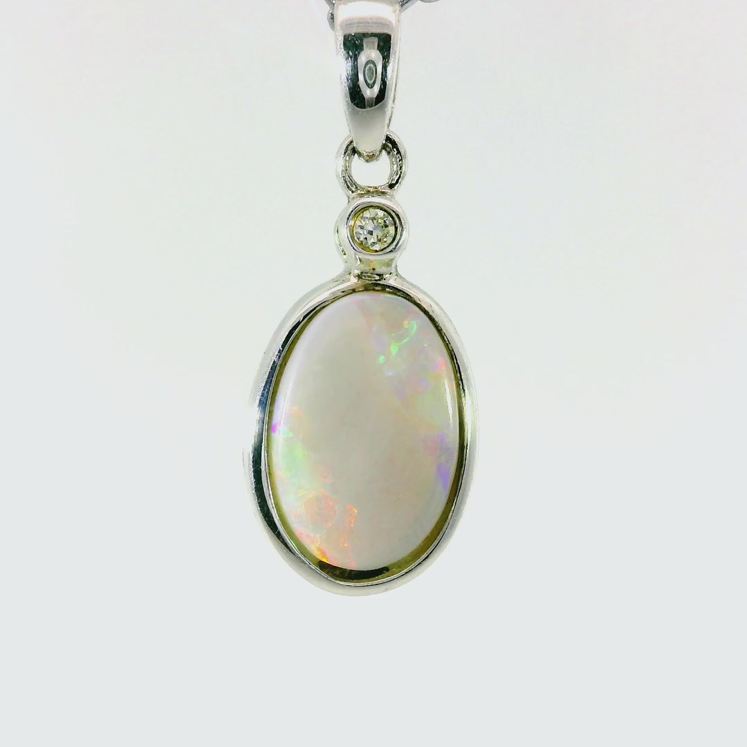 Light Opal Pendant in 925 Sterling Silver - Multicolour