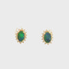 Australian Triplet Opal Earrings in 9K Yellow Gold with Diamonds - Green-Blue