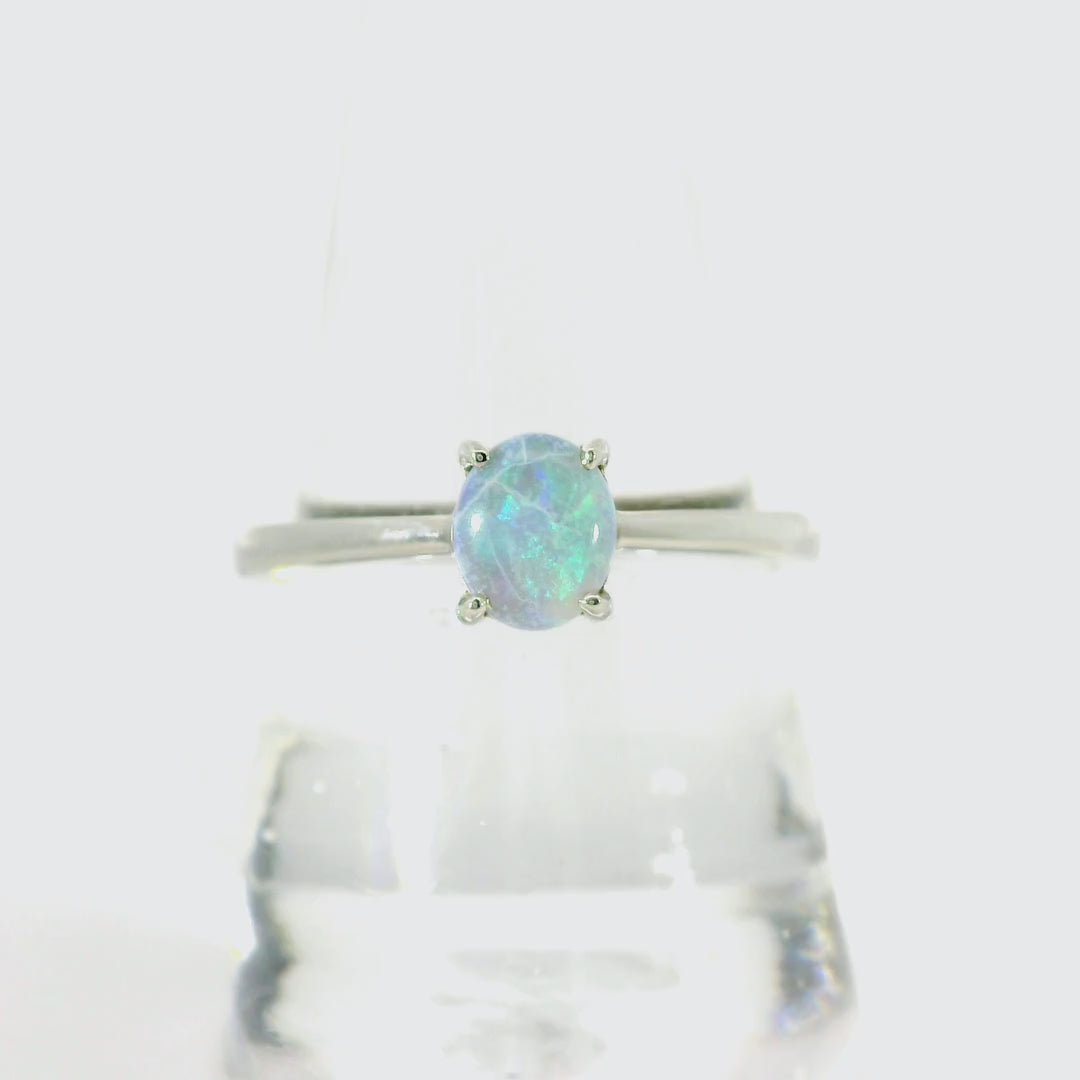 Dark Opal Ring In 925 Sterling Silver - Green-Blue