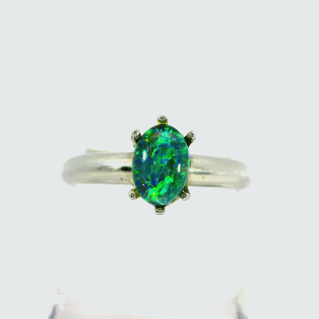 Triplet Opal Ring in Stainless Steel - Multicolour